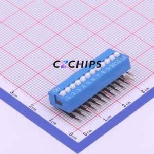 DA-12BLP DIP Switch Through hole Component (THT) Switch Flat Toggle, Raised Type Single Pole Single Throw 12 PC Pin - Product Image 1