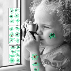 Adesivo del tatuaggio del corpo temporaneo impermeabile per bambini con disegno del tatuaggio luminoso a tema ragno - Product Image 1