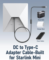 Câble d'extension d'alimentation étanche TYPE-C vers DC5521 femelle, cordon en PVC robuste pour appareils d'extérieur et d'intérieur