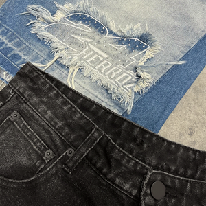 Streetwear pour garçons de qualité supérieure avec logo DTG personnalisé baggy en détresse <span class=keywords><strong>noir</strong></span> avec écusson lavé pour hommes shorts en jean <span class=keywords><strong>noir</strong></span> - Product Image 4