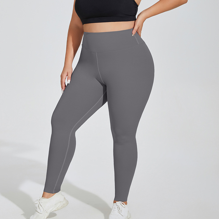 Huachen Spandex/Nylon Full-Length High-Waisted Peach-Colored Slimming Yoga Pants Breathable Eco-Friendly Plus-Size Hip-Enhancing
