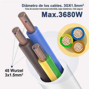 Regleta Alargador con 6 Enchufes e Interruptor, Cable 3M Clavija Plana, para el hogar, Oficina y Viajes, 16A, 250V, 3680W - Product Image 4