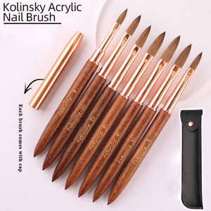 Pincel de Uñas Acrílico Kolinsky con Mango de Madera, Tamaños 6, 8, 10, 12, 14, 16, 18, Pelo de Marta Puro Rizado - Product Image 2