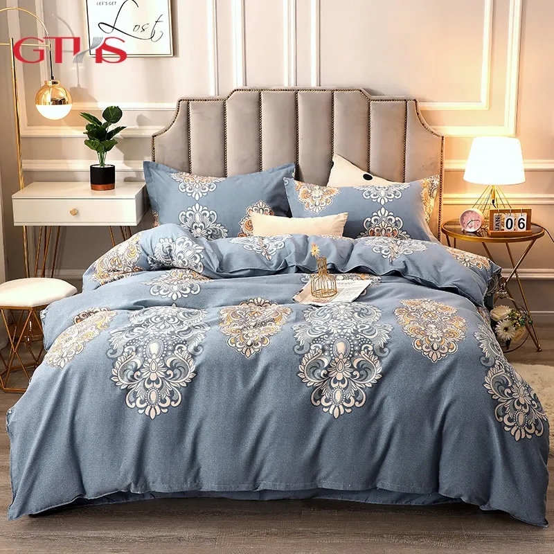 Floral Cotton Bed Set Queen Bedding Set Sheet High Quality Skin Friendly Printing Pattern Duvet Cover Bedding Set