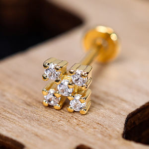 للبيع بالجملة من POENNIS ، ذهب عيار 14K ، مجوهرات شفافة من الزركونيا المكعبة ، أقراط الغضروف ، مجوهرات داخلية ملولبة - Product Image 4