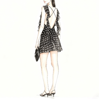 Fabricants de vêtements personnalisés printemps été automne à volants sans manches col rond Morden à pois dos nu Mini robe pour femmes