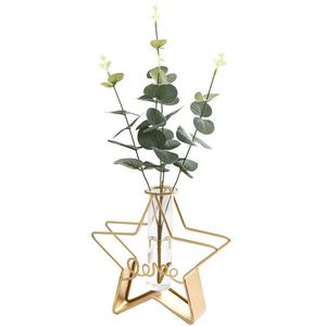Vase à fleurs de style nordique avec cadre en métal doré, vase en verre pour la décoration intérieure du salon - Product Image 6