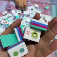 Ensemble de Mahjong américain en acrylique 4 couches de qualité supérieure, motif pizza alimentaire mignon personnalisé, 160 tuiles de Mahjong, vente en gros, usine OEM