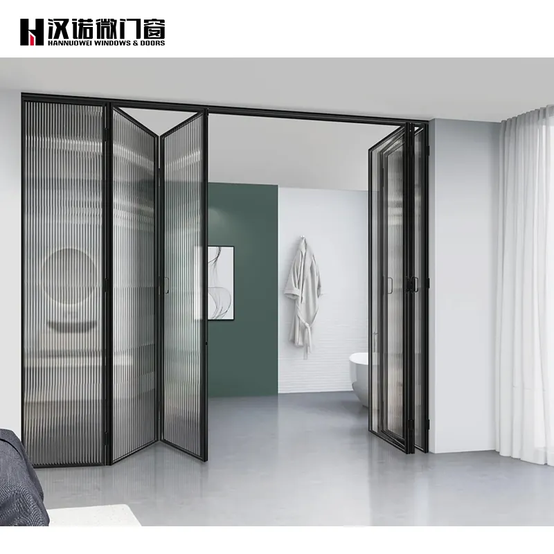 Avec sens du design minimalisme moderne bordure extrêmement étroite porte pliante en aluminium