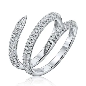 Hete Verkoop Populair 2024 Nieuw Ontwerp 925 Sterling Zilveren Ringen Voor Vrouwen Tijger Paw Kubieke Zirkonia Slangklauw Sieraden Gouden Nagelring