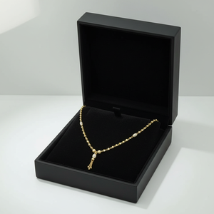 Collier Dokiyu traditionnel en or 22 carats exquis pour femmes, avec des perles texturées à découpe diamantée complexe, finition haute brillance - Product Image 2