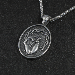 Stainless Steel <b>Cross</b> Pendant Necklace Men's Hip Hop Motorcycle Style SP1029 - Product Image 3