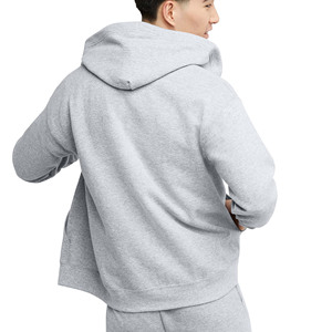 Sudadera con capucha y cremallera de peso pesado con logotipo personalizado al por mayor para hombre, sudadera básica de mezcla de algodón grueso y suave para invierno - Product Image 3