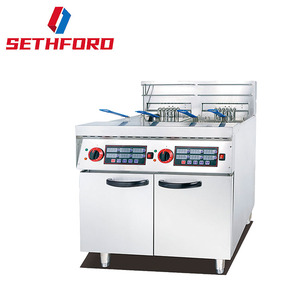 Commercial Kitchen Vertical 30+30L Double Tanks Two Baskets <strong>Electric</strong> <strong>Potato</strong> <strong>Chip</strong> Deep Fat <strong>Fryer</strong> With Timer - Product Image 1