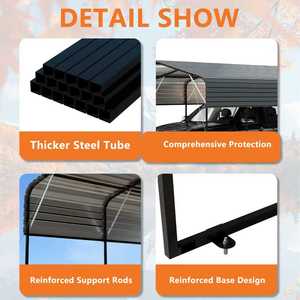 11X19 Ağır Hizmet Tipi Metal Araba Garajı Açık Hava Depolama Çadırı Taşınabilir Çok Amaçlı Tente Araba Kamyon Galvanizli Kit - Product Image 5