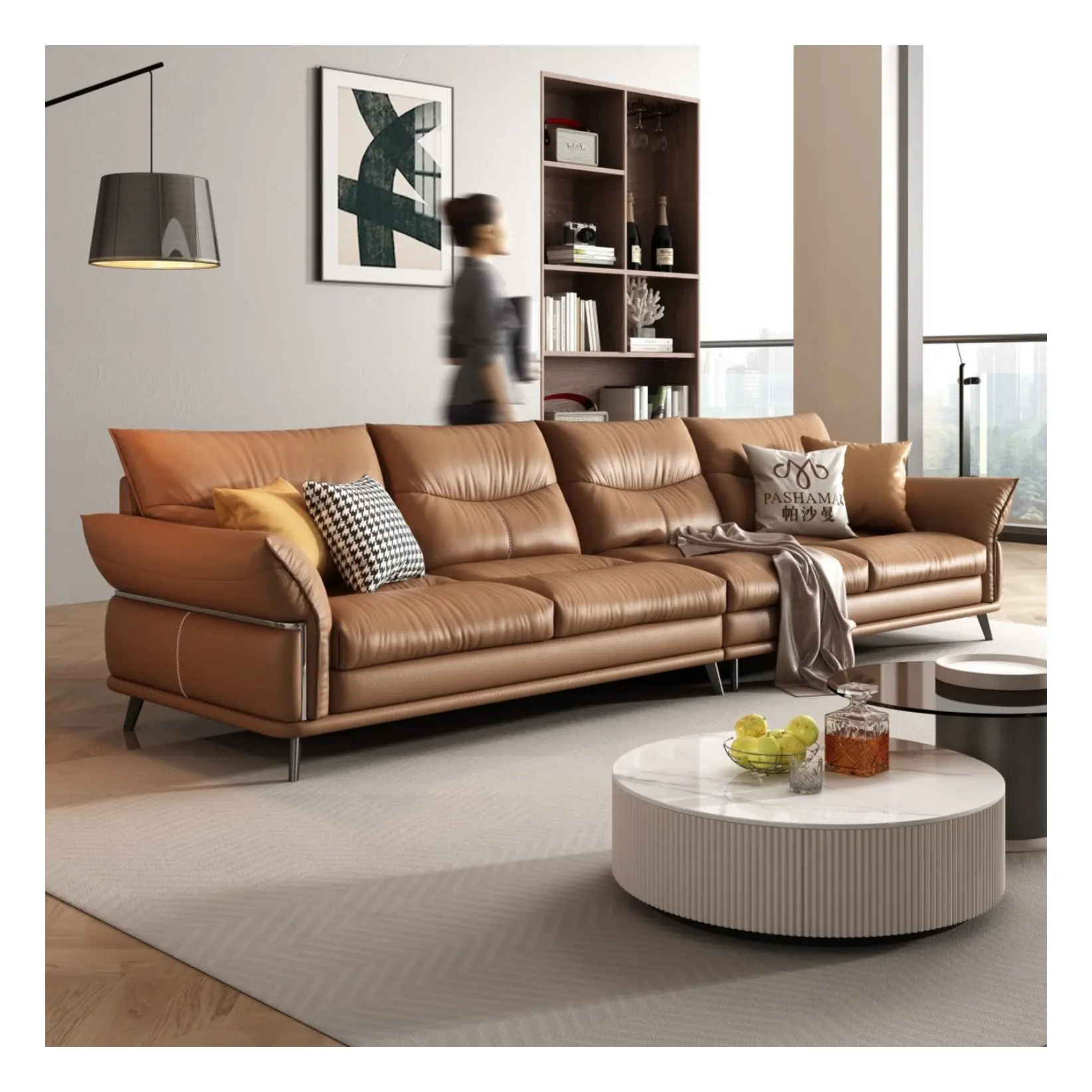 Оптовая продажа, современный диван в скандинавском стиле, диван из натуральной кожи, роскошный диван из натуральной кожи, мебель для гостиной