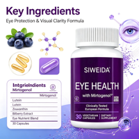 OEM Private Label Complément Oculaire Lutéine Zéaxanthine Extrait de Myrtille Gélules Soutien Vision Lumière Bleue Végétalien