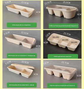 Eco Friendly <b>Biodegradable</b> Microwavable Recyclable Disposable Bagasse 600ml 1100ml Takeaway <b>Packaging</b> Lid 2 3 Compartment Food - Product Image 3
