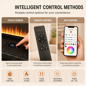 Caminetto Elettrico a Vapore Personalizzato 1M 1.2M 1.5M con Fiamma 3D, APP Wifi, 9 Colori LED, da Incasso a Parete per Hotel <span class=keywords><strong>e</strong></span> Casa - Product Image 2