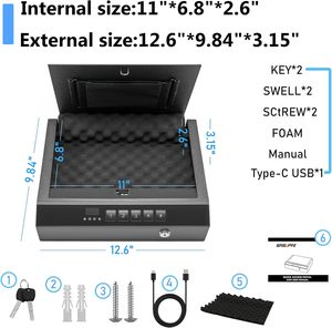 Vochtigheid Display Tactische Plaatsing Metalen Kluis Anti-Diefstal En Anti Val Vingerafdruk Wachtwoord Ontgrendelen Kluis - Product Image 5