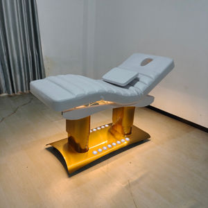 Cama de masaje eléctrica profesional con un solo botón de ajuste y cuatro motores para control por pedal y cama de estética para pestañas - Product Image 1