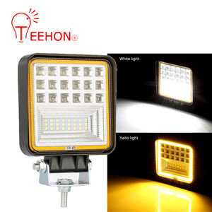 Lampu Kerja LED 4 Inci 126W, dengan Bukaan Kuning Cincin Halo 12V 24V DRL Desain Baru untuk Bus Truk Traktor Offroad - Product Image 3