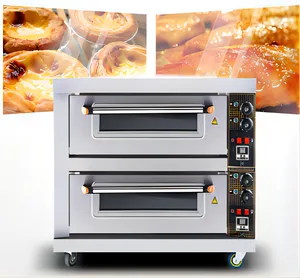 Konveyor Industri Otomatis Pizza Dek Tunggal Nampan Ganda Gas Baking Oven