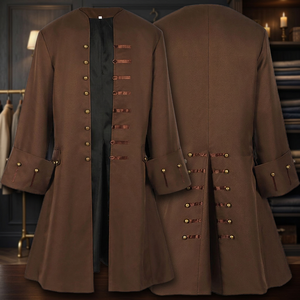 Brown Medieval Pirate Coat Cosplay Jacket Renaissance Steampunk <b>Costume</b> for <b>Halloween</b> <b>Adults</b> Unisex - Product Image 3