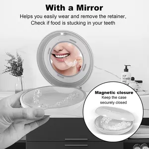 Smilestar 2024 Custom LOGO Colorful Mini Dental Aligner Box Orthodontic Cute Slim Magnetic Retainer Case With Mirror