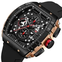 Jam Tangan Mini Focus MF0399G Multifungsi Baru Model Kotak Quartz untuk Pria Tahan Air 3 Dial Kecil Kalender Silikon Relogio Masculino