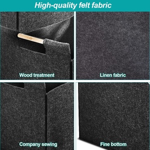 Cestino portaoggetti rettangolare pieghevole <span class=keywords><strong>in</strong></span> feltro di grandi dimensioni con manici per il trasporto <span class=keywords><strong>in</strong></span> <span class=keywords><strong>legno</strong></span> per vestiti, scarpe, libri, riviste, <span class=keywords><strong>legno</strong></span> - Product Image 3