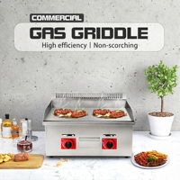 Plaque de cuisson professionnelle en acier inoxydable à gaz, équipement de restauration, machine à barbecue