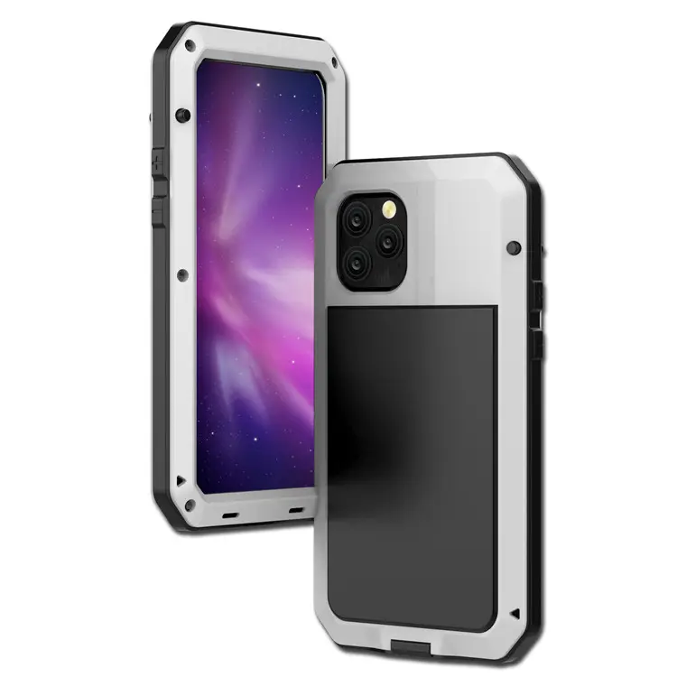 Aluminum Heavy Duty Metal Phone Cover With Glass Screen Protector Shockproof Rugged Case For iphone 12 13 Pro Max For Samsung