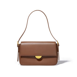 Nouvelle Pochette Carrée Tendance en Cuir Véritable pour Filles, Portée Épaule Unique avec Fermeture Auto-agrippante pour Usage Décontracté Sous le Bras - Product Image 5