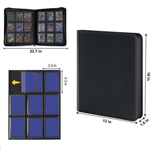 <span class=keywords><strong>JVD</strong></span> Fashion Album de cartes à collectionner en cuir PU avec 9 pochettes et 252 emplacements, fermeture éclair, compatible cartes 35pt, pour cartes TCG et cartes sportives - Product Image 4