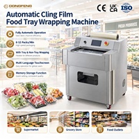 Automatische stretchfolie voedselverpakkingsmachine voor supermarkt, vlees, groenten, fruit, PVC clingfolie trayverpakking, CE-gecertificeerd
