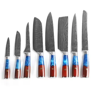 Chef Knife Set Professional Damascus Pattern Knife Set Ultra-sharp Chef Knife Set