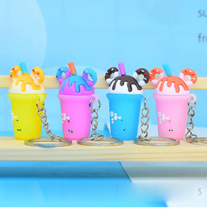 Kreatives Design von Eiscreme Milch Tee tasse Schlüssel anhänger Niedliche Kinder Schult asche Anhänger Getränk Schlüssel anhänger - Product Image 2