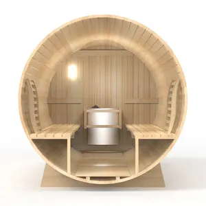 Sauna de barril Saunaking, sala de vapor al aire libre, 6-8 personas, abeto, Cicuta, cedro, sauna, sala de vapor al aire libre, vapor seco con estufa de Sauna