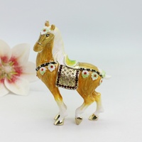 SHINNYGIFTS peint à la main en métal cheval bibelot boîte émail bijoux articulé Figurine Statues pour la décoration intérieure