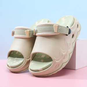 Zapatillas de verano con suela gruesa para mujer, de EVA, con una sola correa, transpirables, antideslizantes, con punta abierta, blancas y verdes, talla 36-41 - Product Image 3