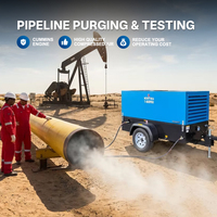Compresor de Aire de Tornillo Portátil de Servicio Pesado para Perforación y Minería con Motor Diésel, Ruedas, Lubricación, Refrigeración por Aire y Motor PLC