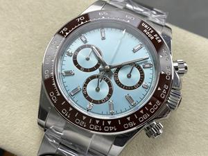 Montre mécanique de luxe de qualité supérieure, étanche, 40 mm, UFO Factory, acier 904L, mouvement 4131, 126506 Chrono, montre en diamant bleu glacé - Product Image 6