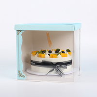 Boîte à gâteau translucide 3 en 1 rose bleu blanc double hauteur 6 "8" 10 "Plus boîte à gâteau d'impression