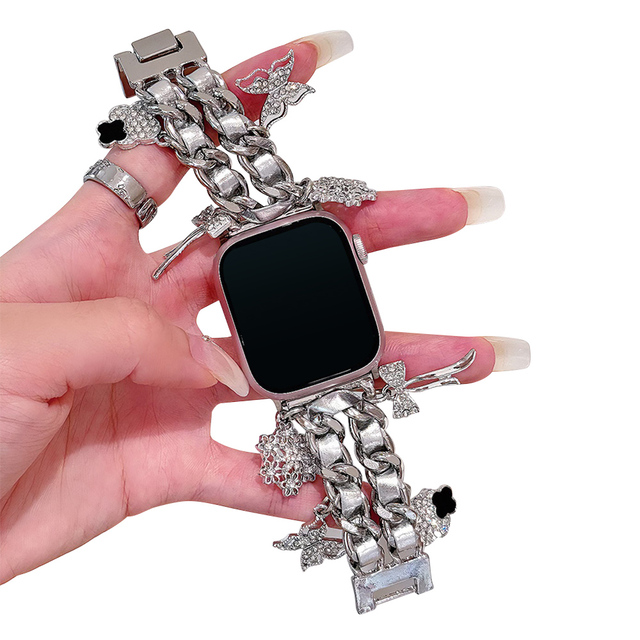Factory Direct New Product Metal Bracelet Straps Chain Design Stainless Steel Bands for Apple Watch 38/40/41/42/44/45/49mm