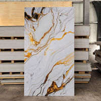 Panneau mural en PVC brillant effet marbre UV, imperméable, ignifuge, facile à installer, revêtement mural pour hôtel, maison, commerce, intérieur