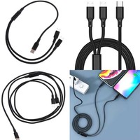 Câble de charge rapide USB-C Type-C mâle-mâle 2-en-1 100W 1,2m avec adaptateur répartiteur USB C pour téléphones mobiles, câble de charge tressé en nylon