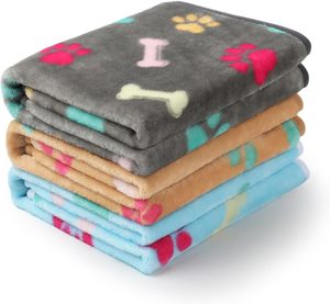 Couverture polaire douce toutes saisons pour animaux de compagnie, motif patte et os mignon, chaude et lavable, pour lit, canapé et voyage (vente <span class=keywords><strong>en</strong></span> gros) - Product Image 1