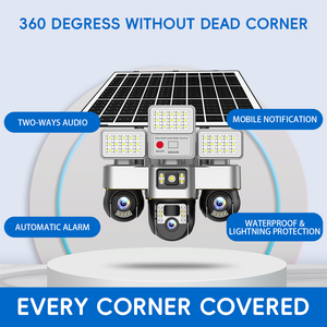 Солнечная светодиодная камера для наружного наблюдения 4G с 3 объективами, 3 PTZ, 12 МП, AI-отслеживанием, ночным видением, обнаружением движения, водонепроницаемость IP66, беспроводная. - Product Image 6