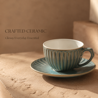Ensemble moderne de tasses et soucoupes à latte en céramique émaillée pour service de barista en café, programmes de marque privée pour acheteurs en gros mondiaux